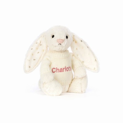 Jellycat Bashful Twinkle Bunny with Cream Jumper UK | 63517TAYJ